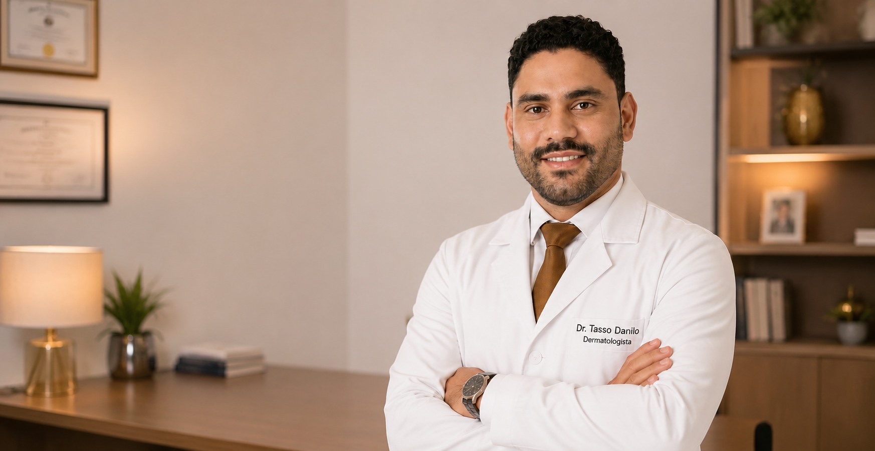Dr. Tasso Danilo em consultório dermatológico